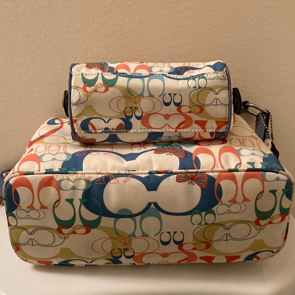 COACH 🧡🦋Colorful Butterfly & CC Pattern Shoulder Bag & Pouch Set - Picture 5 of 15